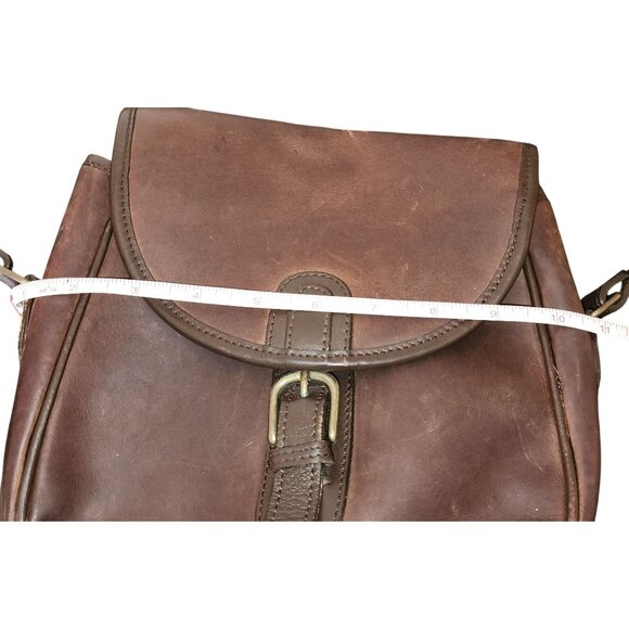 Vintage Brown Leather Crossbody Bag With Adjustable Strap & Buckle Detail - Picture 6 of 6